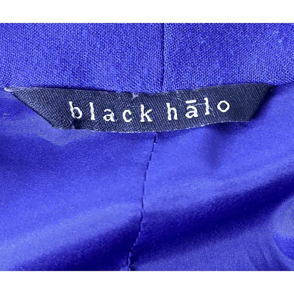 Black Halo Sheath Dress Wrap Snap Belt Half Sleeve Back Zip Career Work Size 6 - Picture 8 of 9